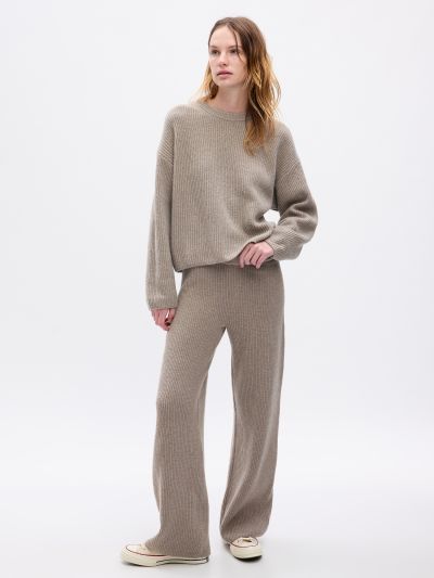 CashSoft Shaker-Stitch Sweater Pants-816705001