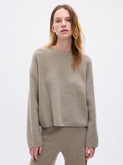 CashSoft Shaker-Stitch Relaxed Sweater-816706003
