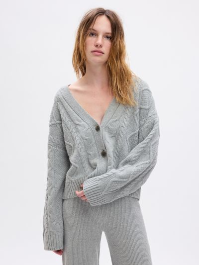 Γκρι CashSoft Cable-Knit Ζακέτα-815135002