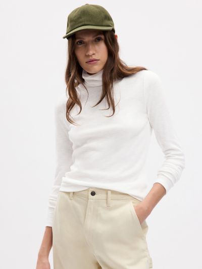 Μπεζ Essential Rib Turtleneck Μπλούζα-810808004
