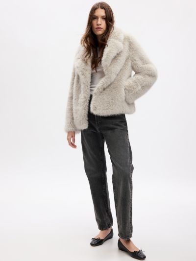 Μπεζ Faux-Fur Μπουφάν-810826001