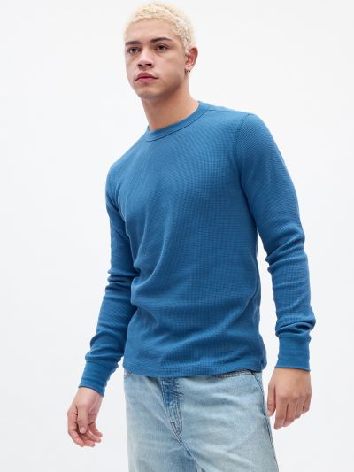 Μπλε Waffle-Knit Crewneck Μπλούζα-779075010