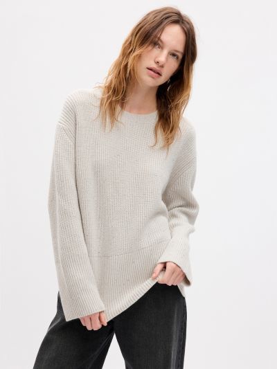 Μπεζ 24/7 Split-Hem Sequin Πουλόβερ-824470000