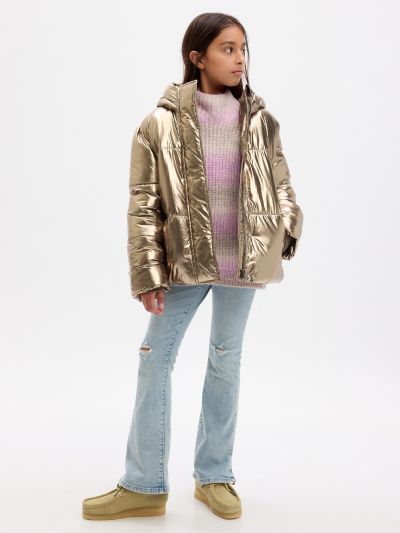 Χρυσό Παιδικό Nylon Shine Puffer Μπουφάν-786745003