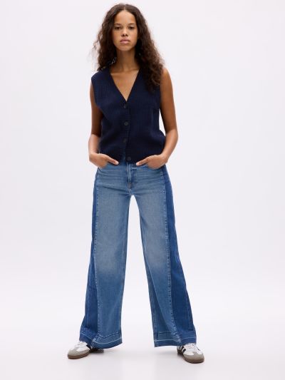 Multi High Rise Stride Wide-Leg Jean Παντελόνι-849194000