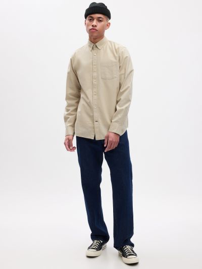 Μπεζ Oxford Πουκάμισο σε Standard Fit-821153003