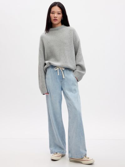 Μπλε High Rise Wide-Leg Pull-On Jean Παντελόνι με Washwell-870133000