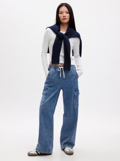 Μπλε High Rise Wide-Leg Pull-On Jean Παντελόνι με Washwell-870134000