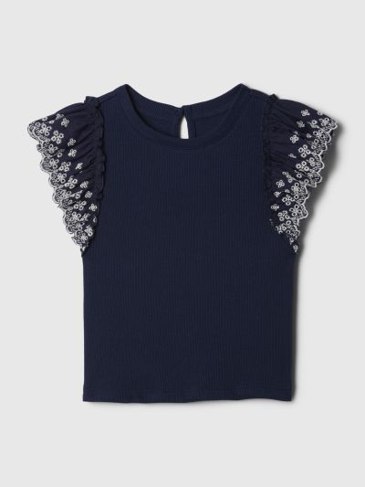 Μπλε babyGap Eyelet Rib Μπλούζα-887033001
