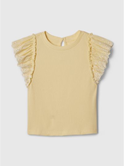 Κίτρινη babyGap Eyelet Rib Μπλούζα-887033000