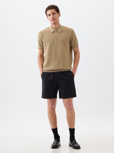 Καφέ Textured Sweater Polo Μπλούζα-855596000