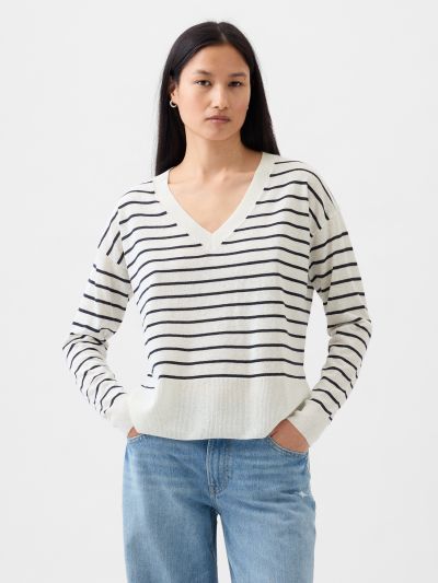 Άσπρο 24/7 Split-Hem Linen-Blend Πουλόβερ-854769000