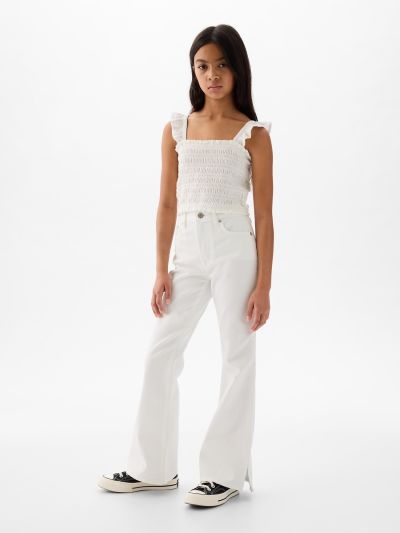 Άσπρο Παιδικό High Rise '70s Flare Jean Παντελόνι-871148000