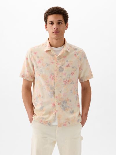 Ροζ Linen-Cotton Πουκάμισο-855348008