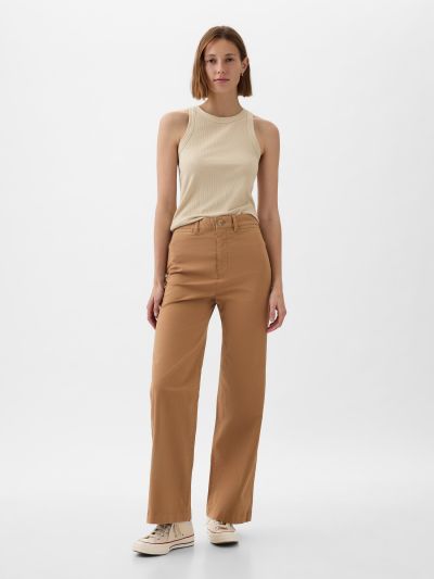High Stride Wide-Leg Ankle Khakis-873266002
