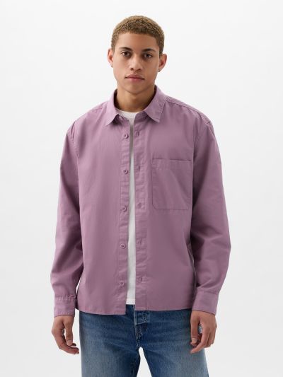 Μωβ Relaxed Twill Πουκάμισο-823528004