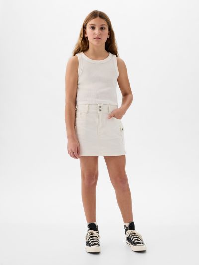 Άσπρη Παιδική Cargo Denim Φούστα-881451000