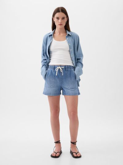 Μπλε Denim Easy Σορτς-884463001