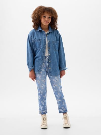 Μπλε Παιδικό High Rise Print Girlfriend Jean Παντελόνι-879844000