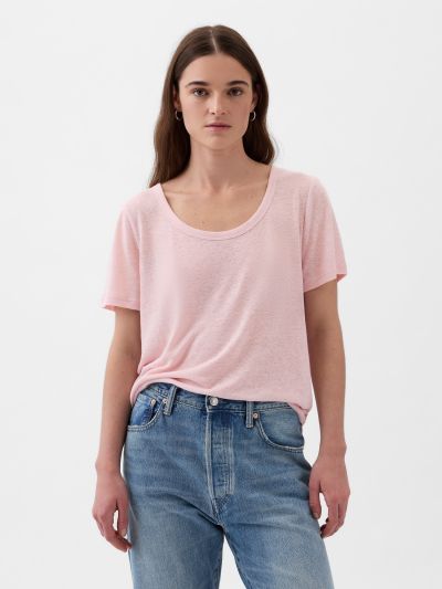 Ροζ Linen-Blend Μπλούζα-878230001