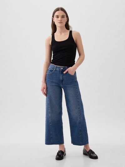 Μπλε High Rise Stride Wide-Leg Ankle Jean Παντελόνι-871323000