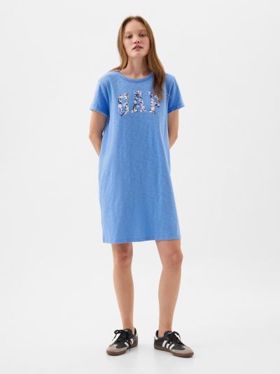 Μπλε Relaxed Gap Logo T-Shirt Φόρεμα-885593001