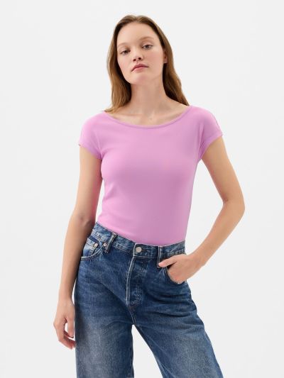 Ροζ Modern Cap Sleeve Μπλούζα-540672006