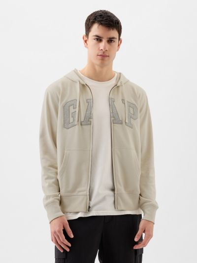 Άσπρο Gap Logo Zip Φούτερ-868454005