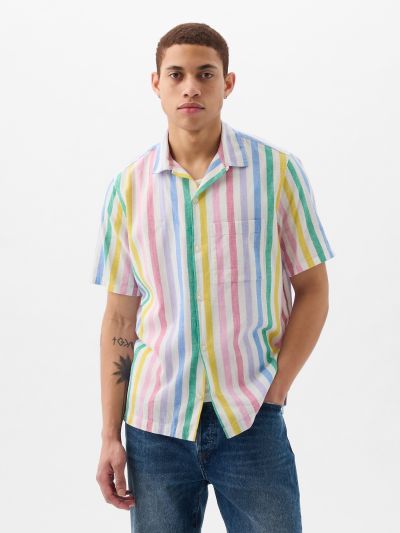Multi Linen-Cotton Πουκάμισο-855348006