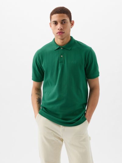 Πράσινη Gap Logo Pique Polo Μπλούζα-586306016