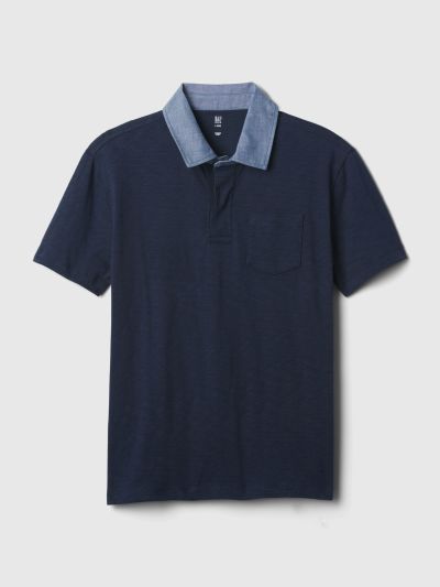 Μπλε Παιδική Chambray Polo Μπλούζα-870742000