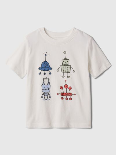 Άσπρη babyGap Graphic Κοντομάνικη Μπλούζα-859708002