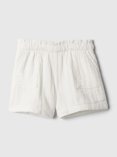 Άσπρο babyGap Crinkle Gauze Pull-On Σορτς-854817004