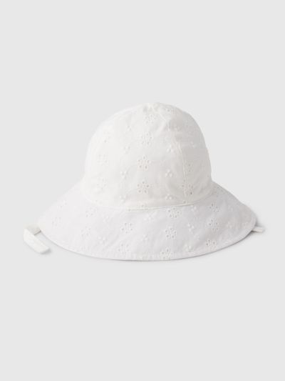 Άσπρο Βρεφικό Eyelet Καπέλο-857677000