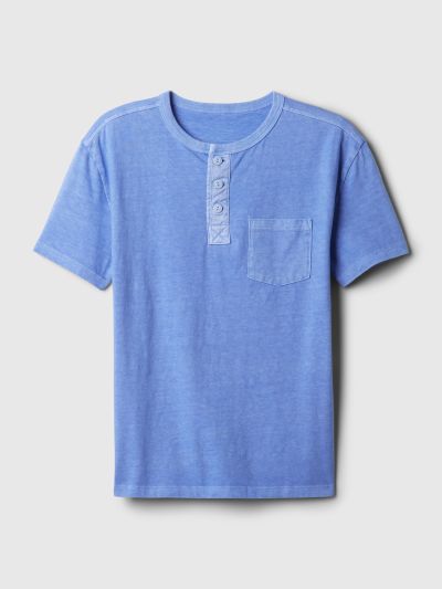 Μπλε Παιδική Vintage Henley Μπλούζα-870778001
