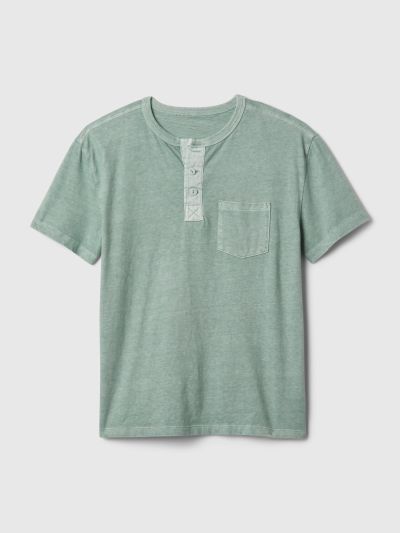 Πράσινη Παιδική Vintage Henley Μπλούζα-870778004