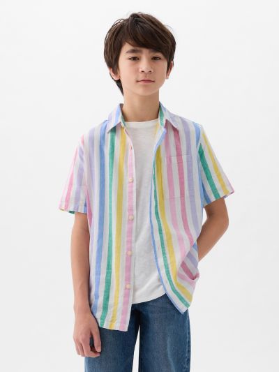 Multi Παιδικό Linen-Cotton Πουκάμισο-858546001