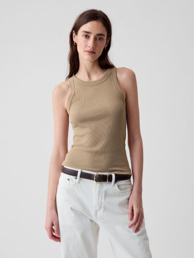 Καφέ Modern Rib Halter Αμάνικο Τοπ-878220004