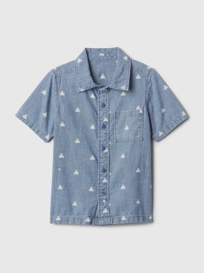 Μπλε babyGap Print Denim Πουκάμισο-870337000
