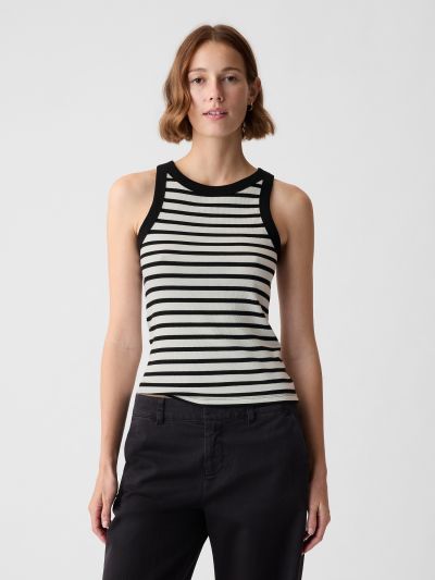 Μαύρο Modern Rib Halter Αμάνικο Τοπ-878220006