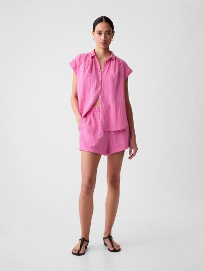 Ροζ Crinkle Gauze Pull-On Σορτς-882138001