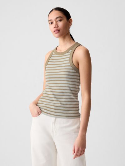 Καφέ Modern Rib Halter Αμάνικο Τοπ-878220002