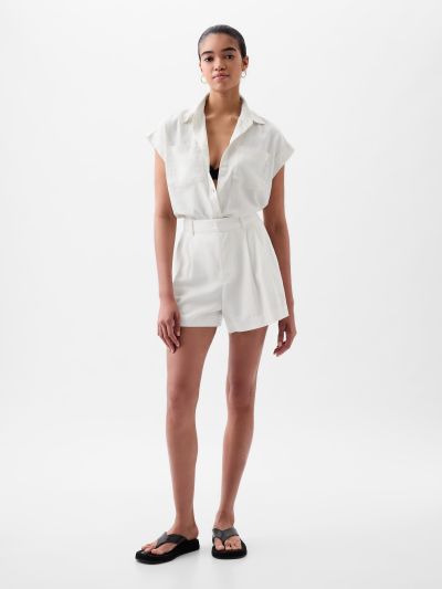 Άσπρο 365 High Rise Linen-Blend Σορτς-416638002