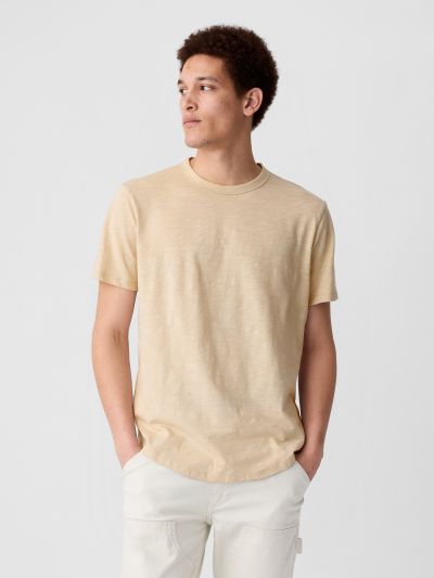 Μπεζ Lived-In Curved-Hem Μπλούζα-879541004