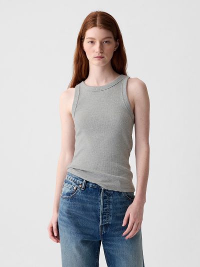 Γκρι Modern Rib Halter Αμάνικο Τοπ-878220008