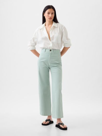 High Stride Wide-Leg Ankle Khakis Παντελόνι-873266000