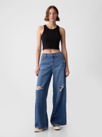 Μπλε Mid Rise UltraSoft Baggy Jean Παντελόνι-435049000
