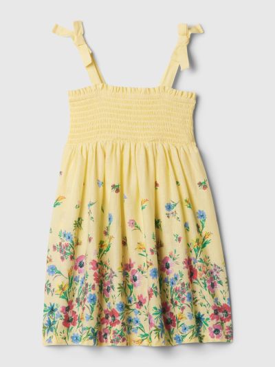 Κίτρινο babyGap Linen-Cotton Smocked Φόρεμα-880543000