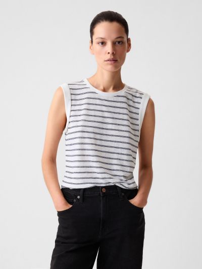 Linen-Blend Tank Top-878221006