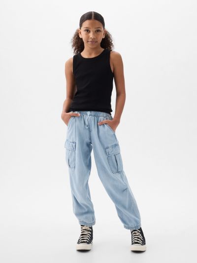 Μπλε Παιδικό Denim Cargo Parachute Παντελόνι-879810000